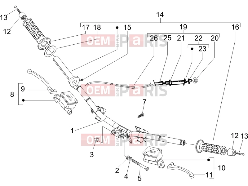 Handlebars/Steering » Handlebars - Master cil. - Gilera Runner 125 VX 4T -SC- 2006