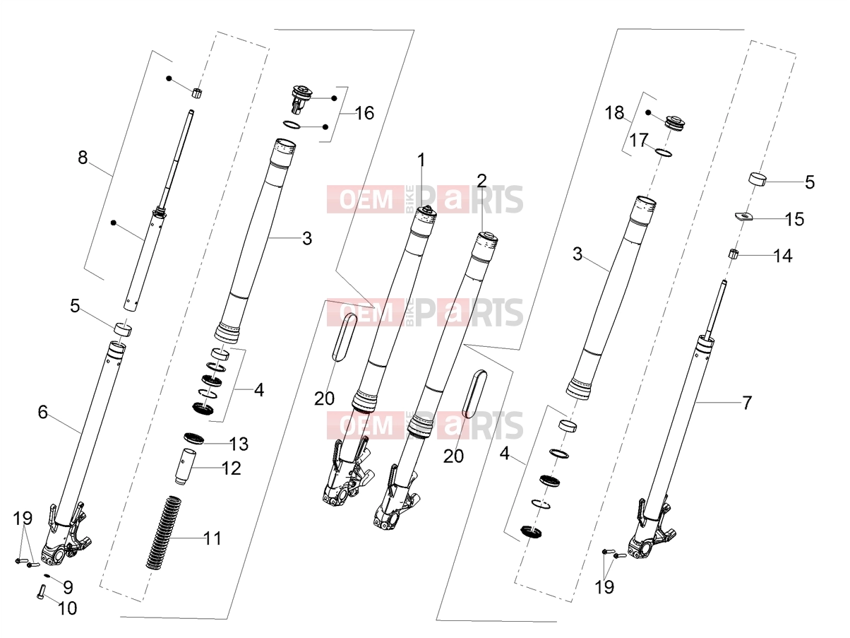 Suspensions » Front fork Kayaba - Motoguzzi V 85 TT e4 ABS 2019 (EMEA)