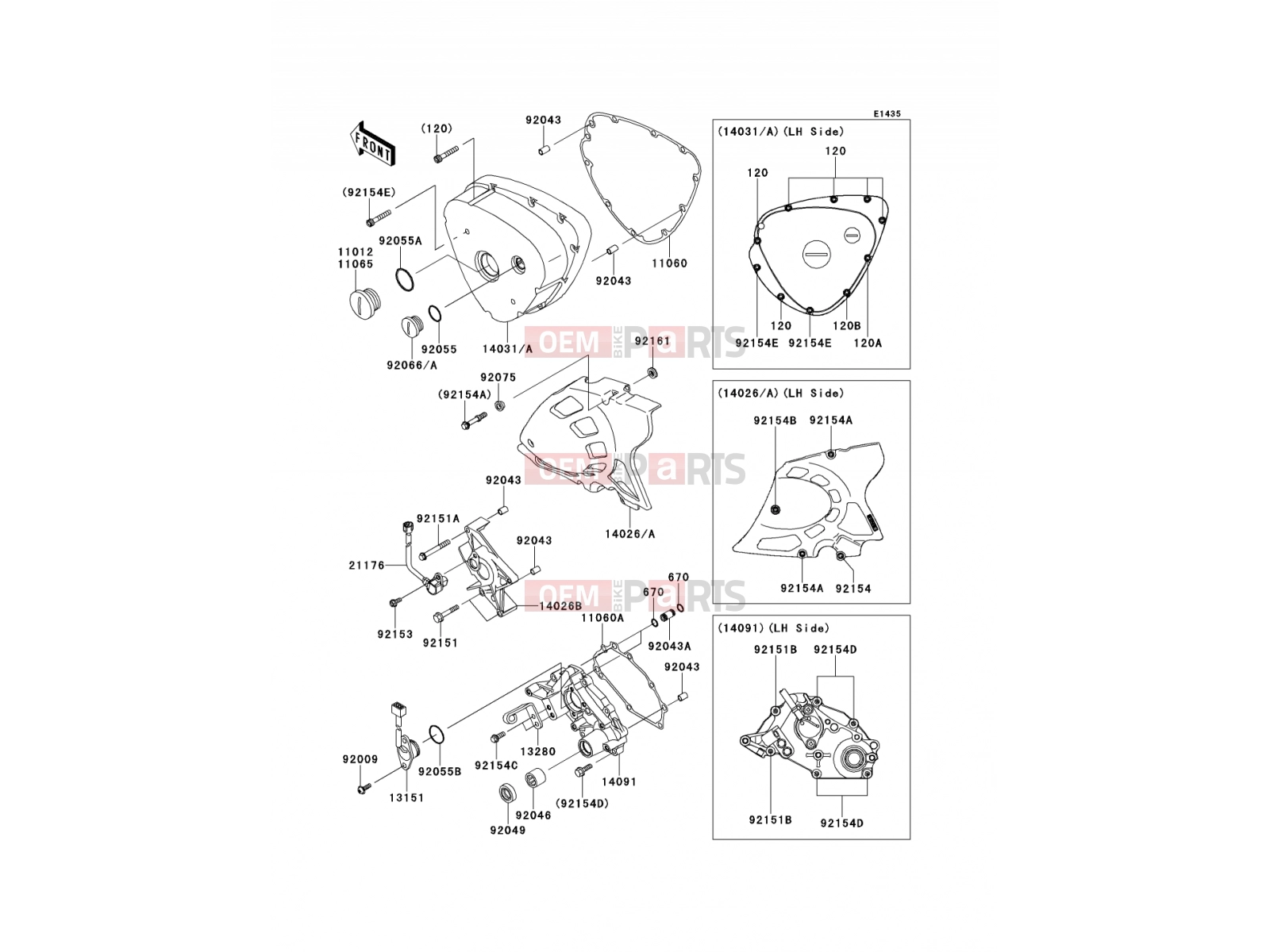 Left Engine Cover(s) - Kawasaki W800 (EJ800ABF) 2011