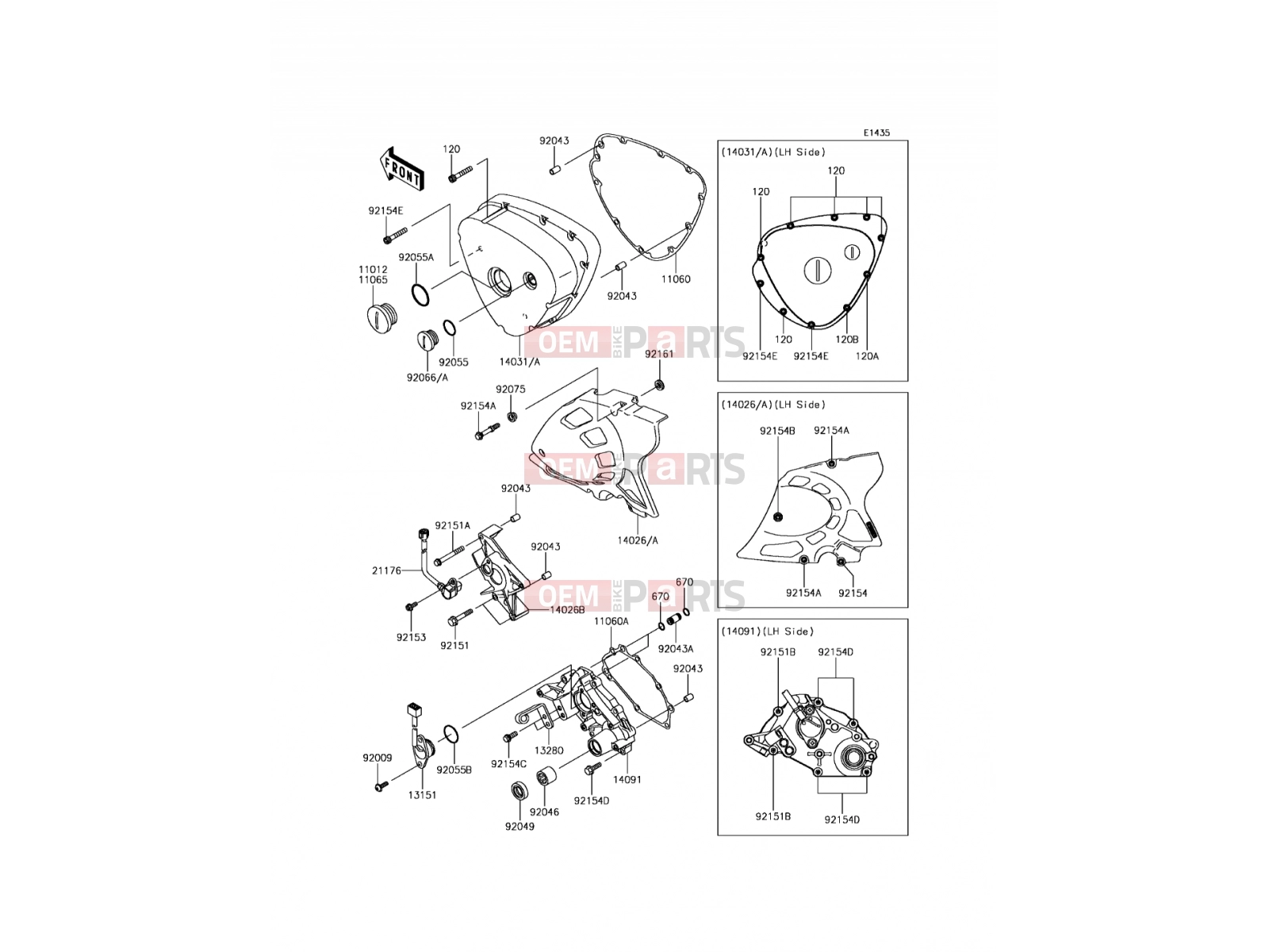 Left Engine Cover(s) - Kawasaki W800 (EJ800AFF) 2015
