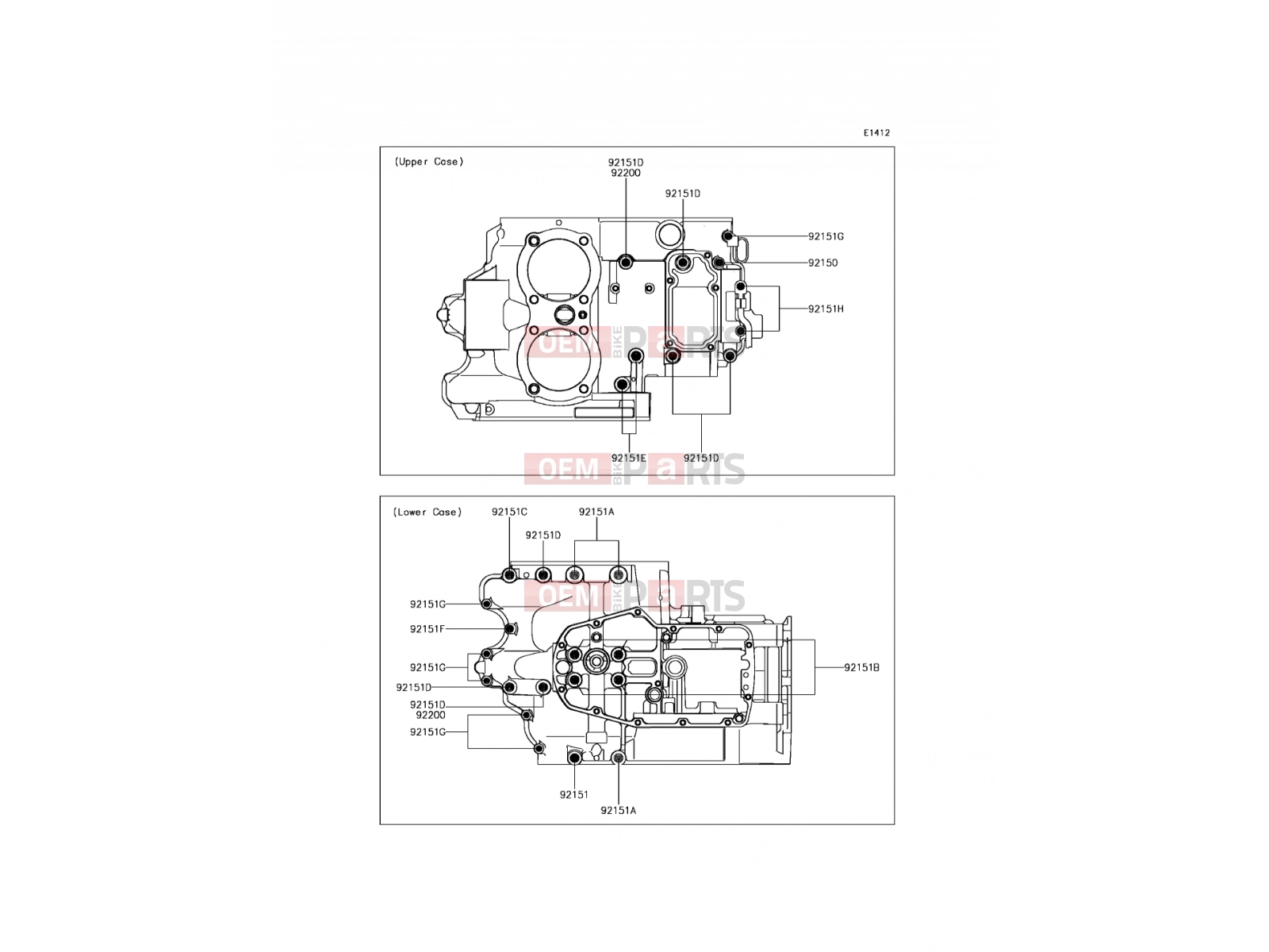 Crankcase Bolt Pattern - Kawasaki W800 (EJ800AGF) 2016