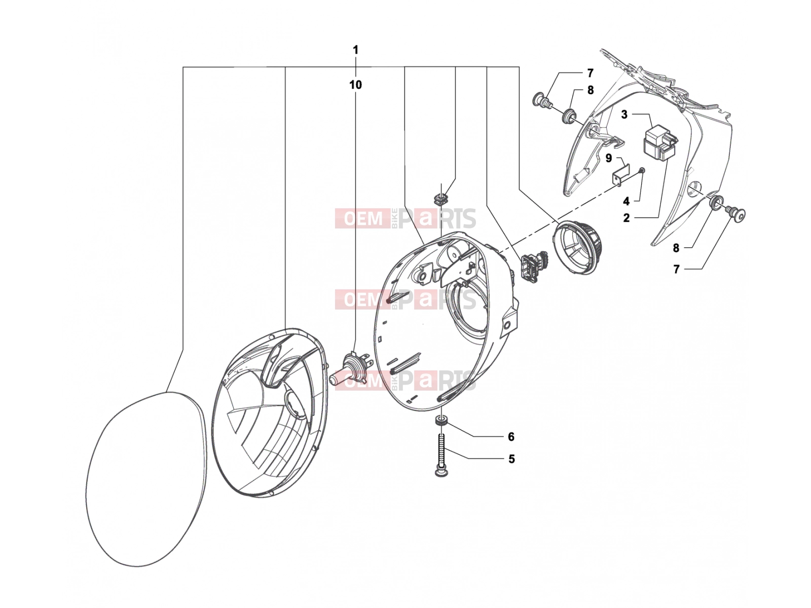 MV Agusta Dragster 800 RR Headlight Components
