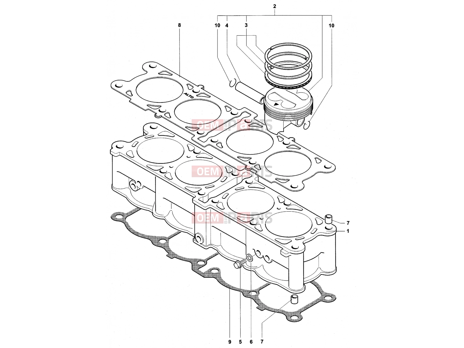 MV Agusta Brutale 910 R Cylinder & Piston Assembly