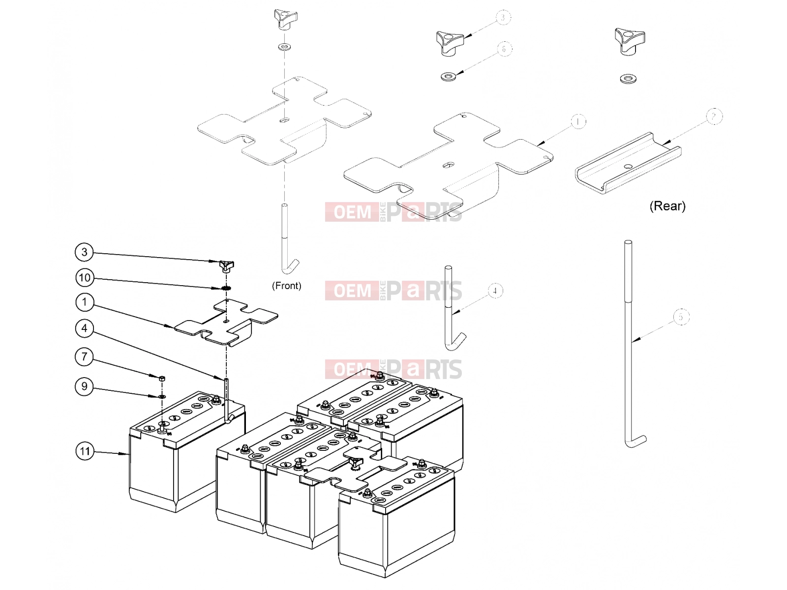 Polaris 2008 LEV GEM - E2/E4/E6/ES/EL/ELXD ELECTRICAL | ELECTRICAL, BATTERY LEAD ACID FLOODED EV31 HOLD DOWN - e2/e4/eS (49GEMELECTRICAL11BATTERYLEAD)