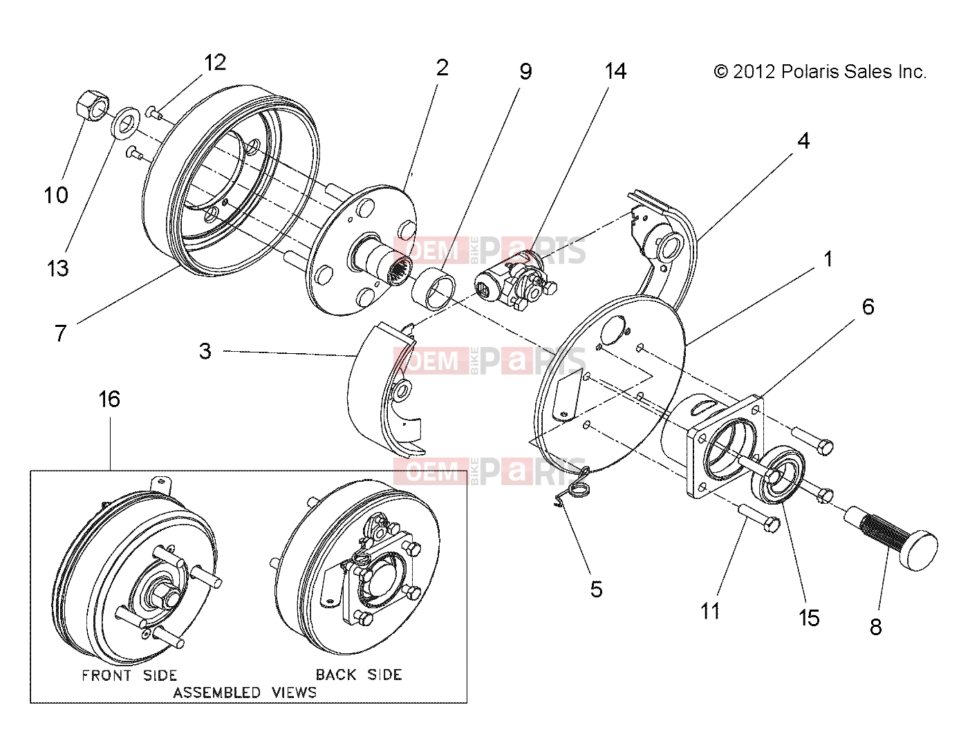 Polaris 2008 LEV GEM - E2/E4/E6/ES/EL/ELXD WHEELS | WHEELS, COMPONENTS, END, LEFT REAR - e2/e4/eS/eL (49GEMWHEELS11ENDLTRR)