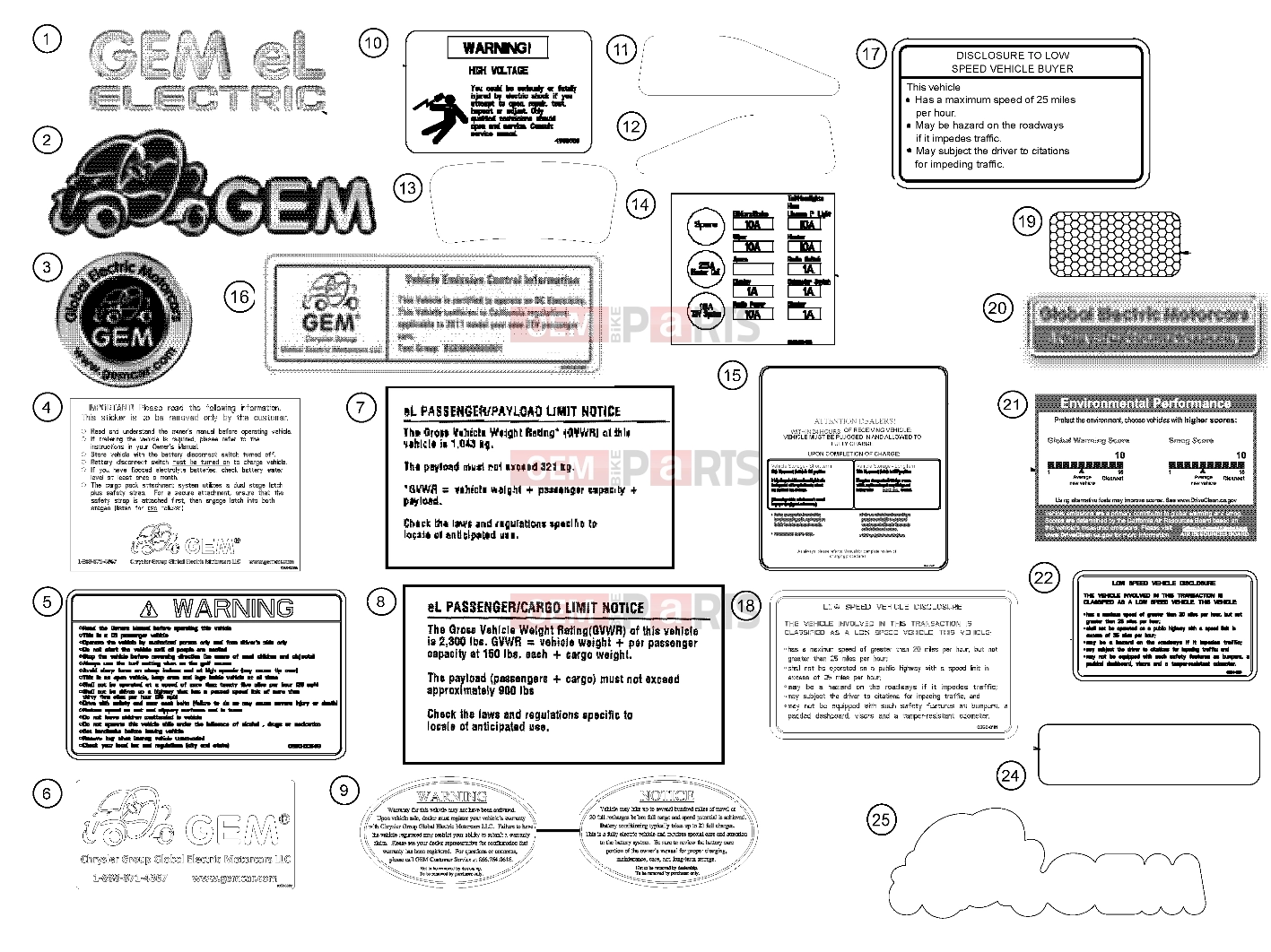 Polaris 2007 LEV GEM - E2/E4/E6/ES/EL/ELXD DECALS | DECALS, 2011 - eL (49GEMDECALS11DECALSEL)