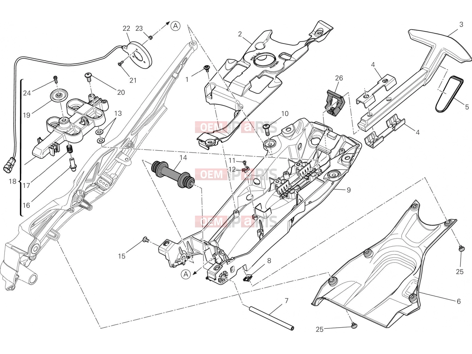 DUCATI 2015 Diavel Titanium REAR FRAME COMP. [MOD:DVLR]