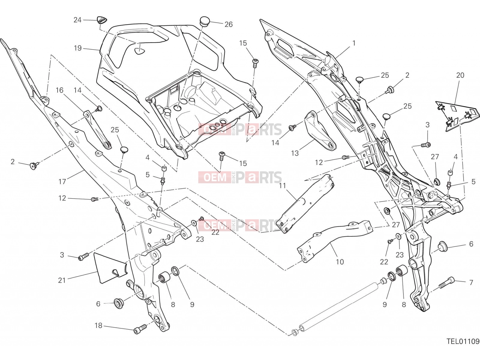DUCATI 2018 Multistrada 1260 REAR FRAME COMP. [MOD:MS1260]