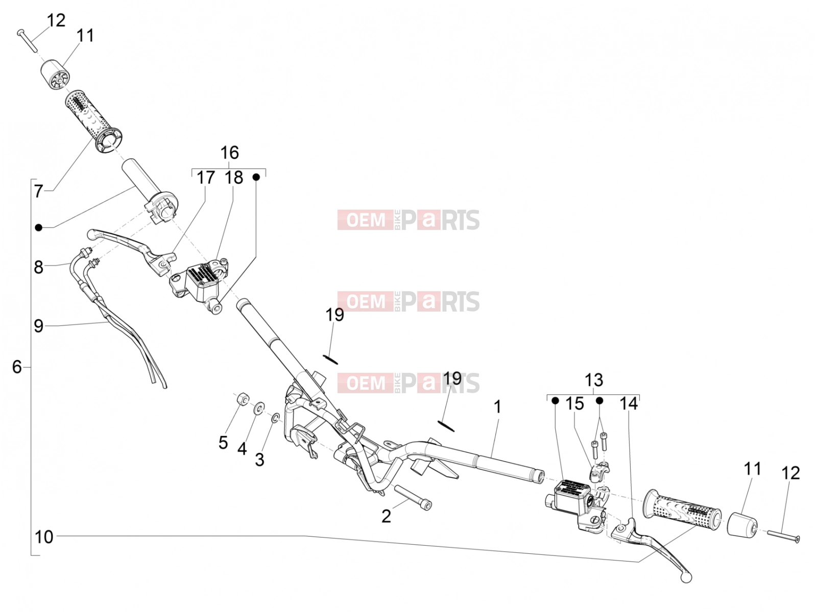 Handlebars/Steering » Handlebars - Master cil. - Piaggio Beverly 300 IE ABS 2020