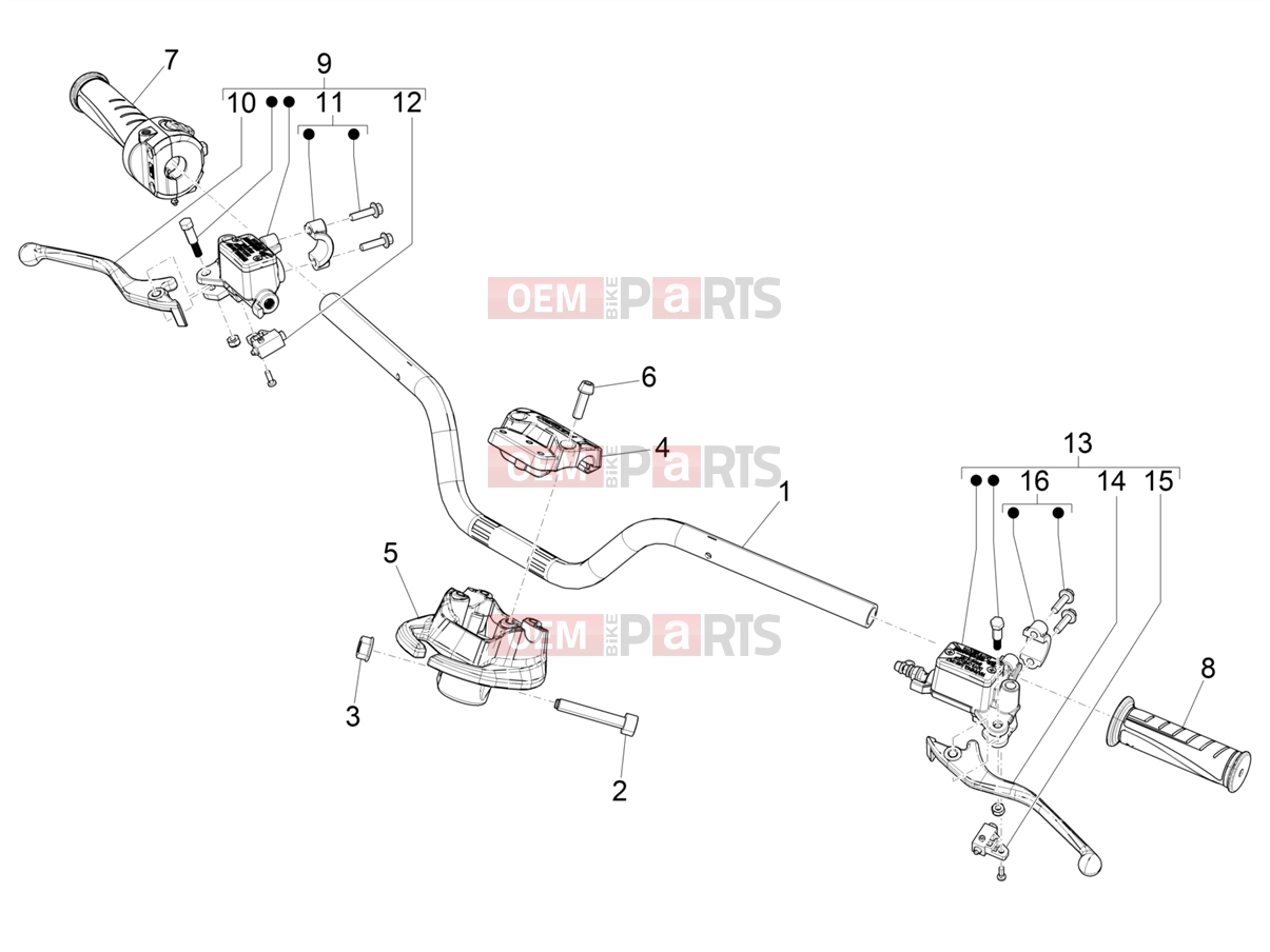 Handlebars/Steering » Handlebars - Master cil. - Piaggio 1 Motorcycle 2021