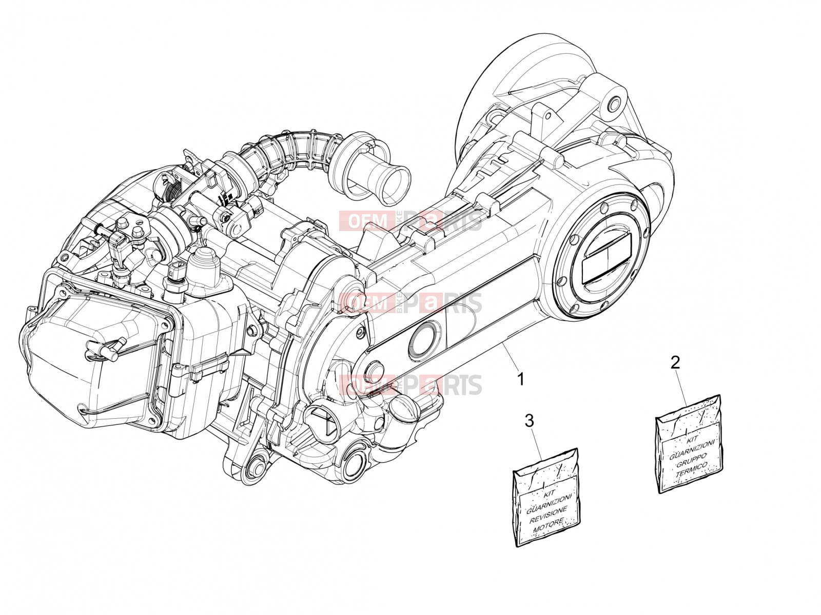 Engine » Engine, assembly - Piaggio Zip 50 4T 2020