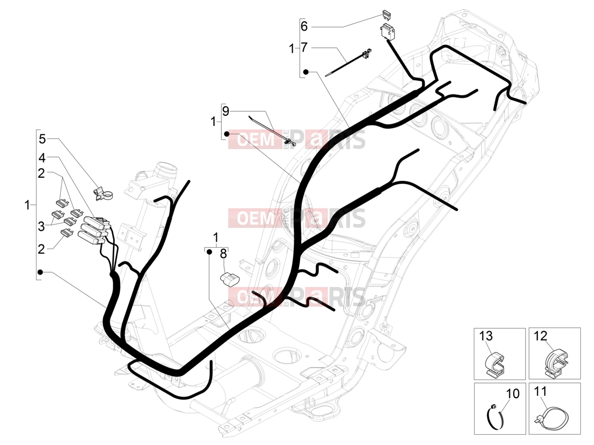 Electrical system » Main cable harness - Piaggio Zip 50 4T 2020