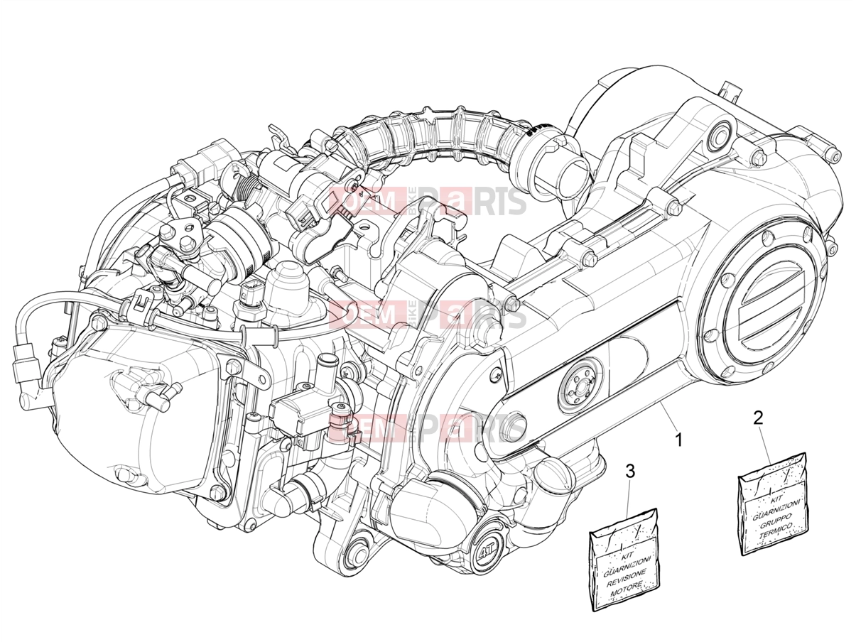 Engine » Engine, assembly - Piaggio Zip 50 4T 2022