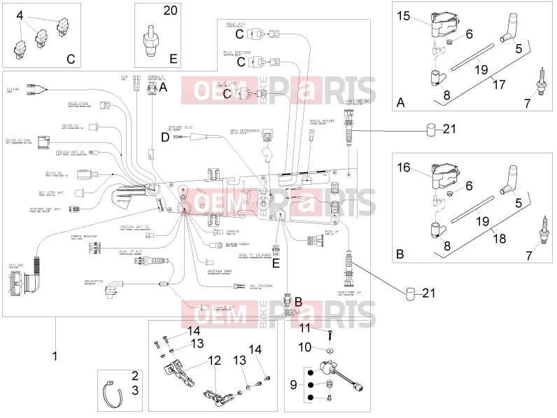 Electrical systems » Central electrical system - Motoguzzi V9 Bobber 850 2020