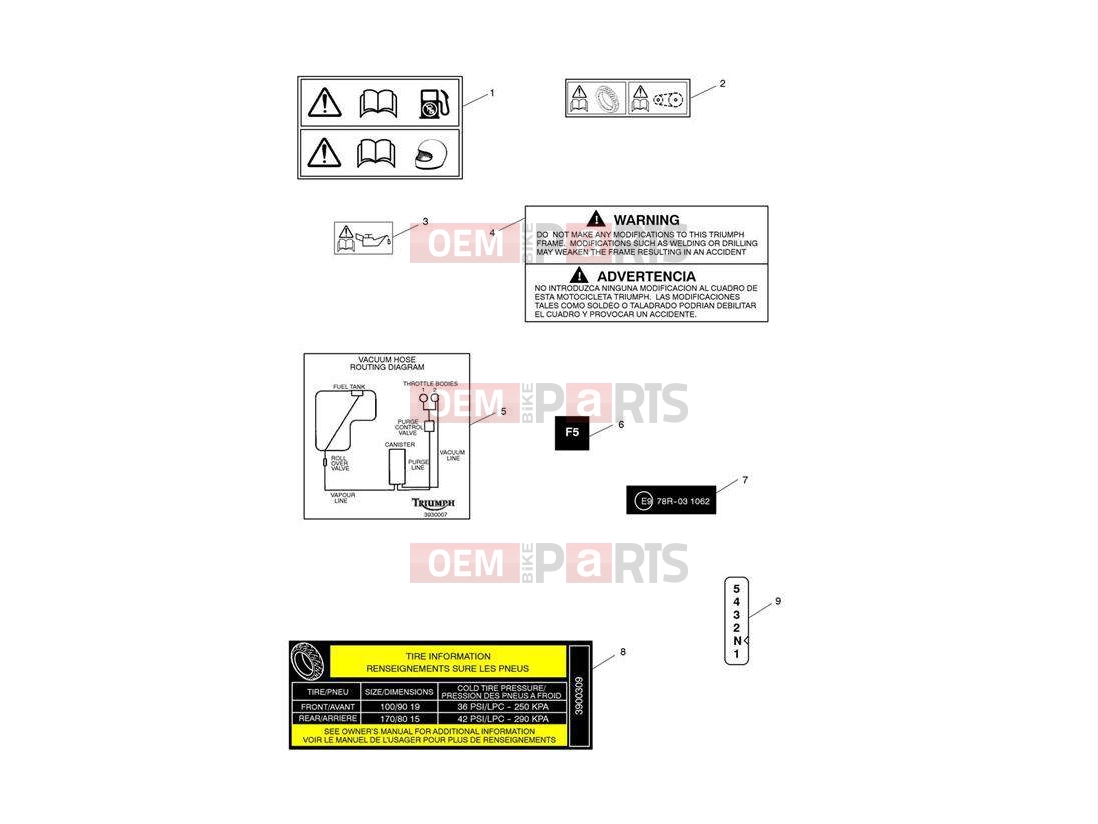 Triumph 2008 SPEEDMASTER EFI Warning Labels