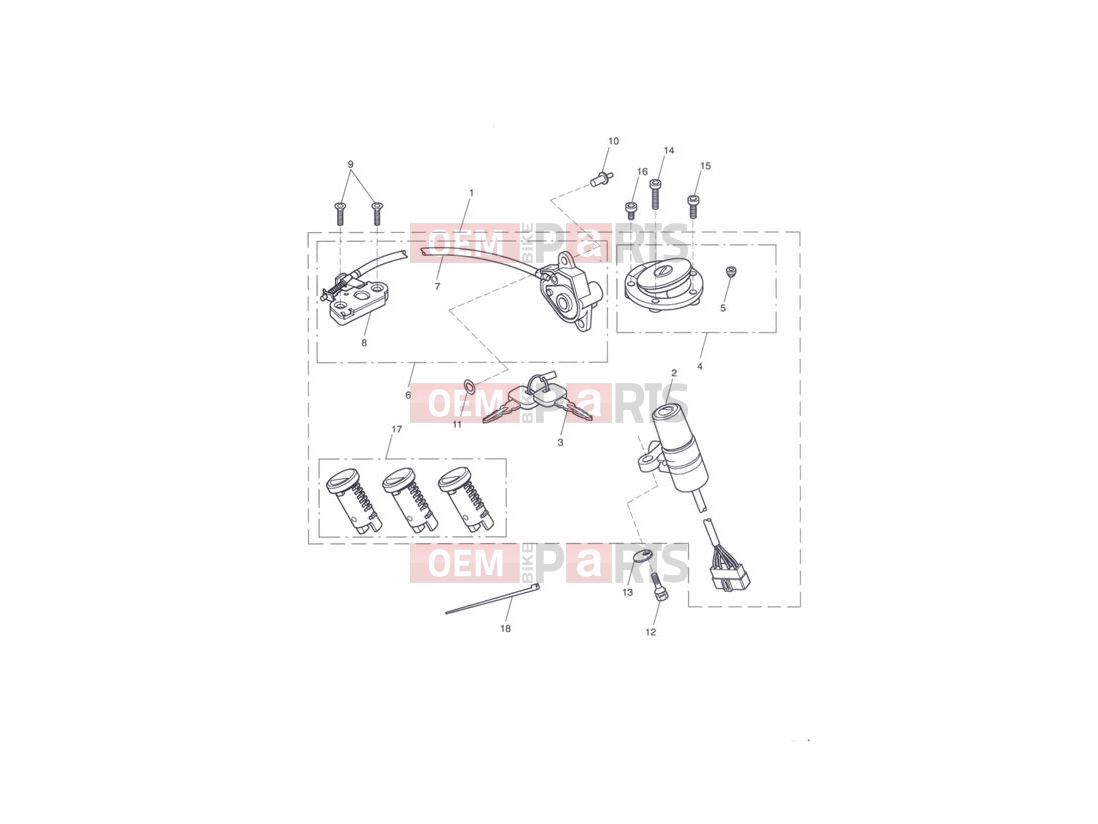 Triumph 2012 Tiger 1050 Ignition Switch & Lock Set
