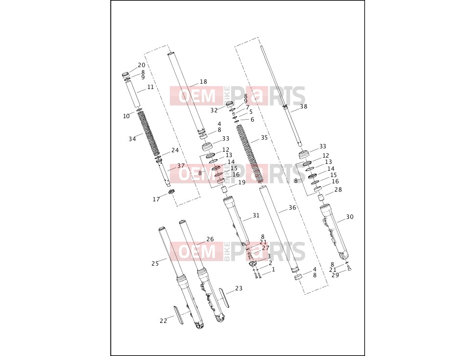 Harley-Davidson 2016 DYNA DYNA WIDE GLIDE  - FXDWG FORK, FRONT - FXDLS