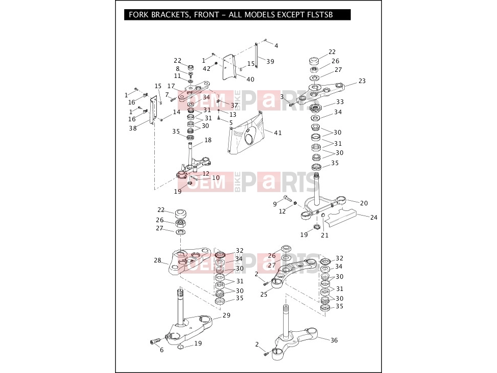 Harley-Davidson 2011 SOFTAIL FAT BOY  - FLSTF FORK BRACKETS, FRONT - ALL EXCEPT FLSTSB