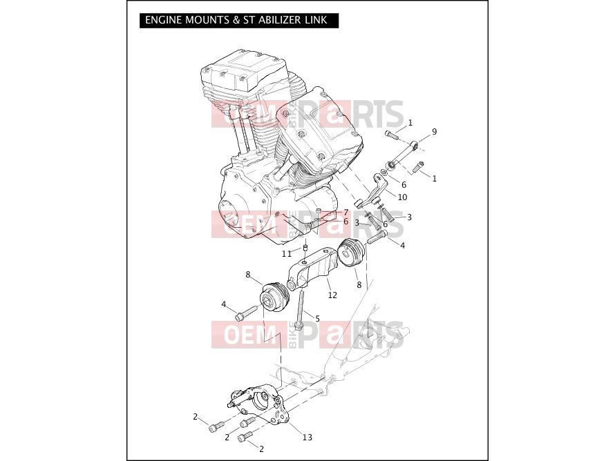 Harley-Davidson 2009 TOURING ELECTRA GLIDE CLASSIC  - FLHTC ENGINE MOUNTS & STABILIZER LINK
