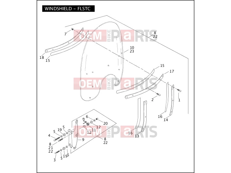 Harley-Davidson 2008 SOFTAIL SOFTAIL STANDARD  - FXST WINDSHIELD - FLSTC