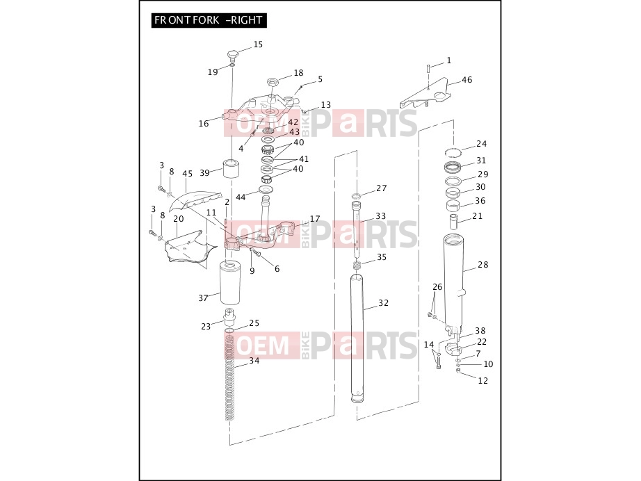 Harley-Davidson 2004 TOURING ELECTRA GLIDE CLASSIC  - FLHTC FRONT FORK - RIGHT (2 OF 2)