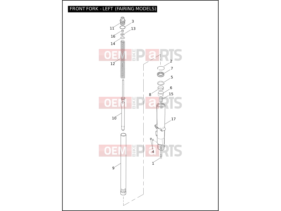 Harley-Davidson 2004 TOURING ELECTRA GLIDE CLASSIC  - FLHTCI FRONT FORK - LEFT (FAIRING MODELS)