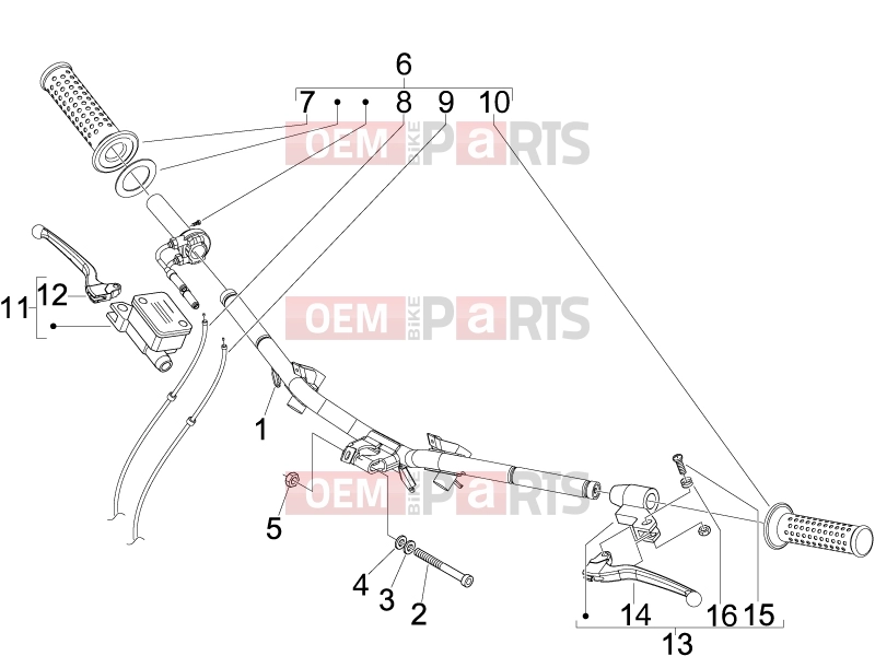 PIAGGIO Fly 150 (LBMM57) Handlebars/Steering » Handlebars - Master cil.