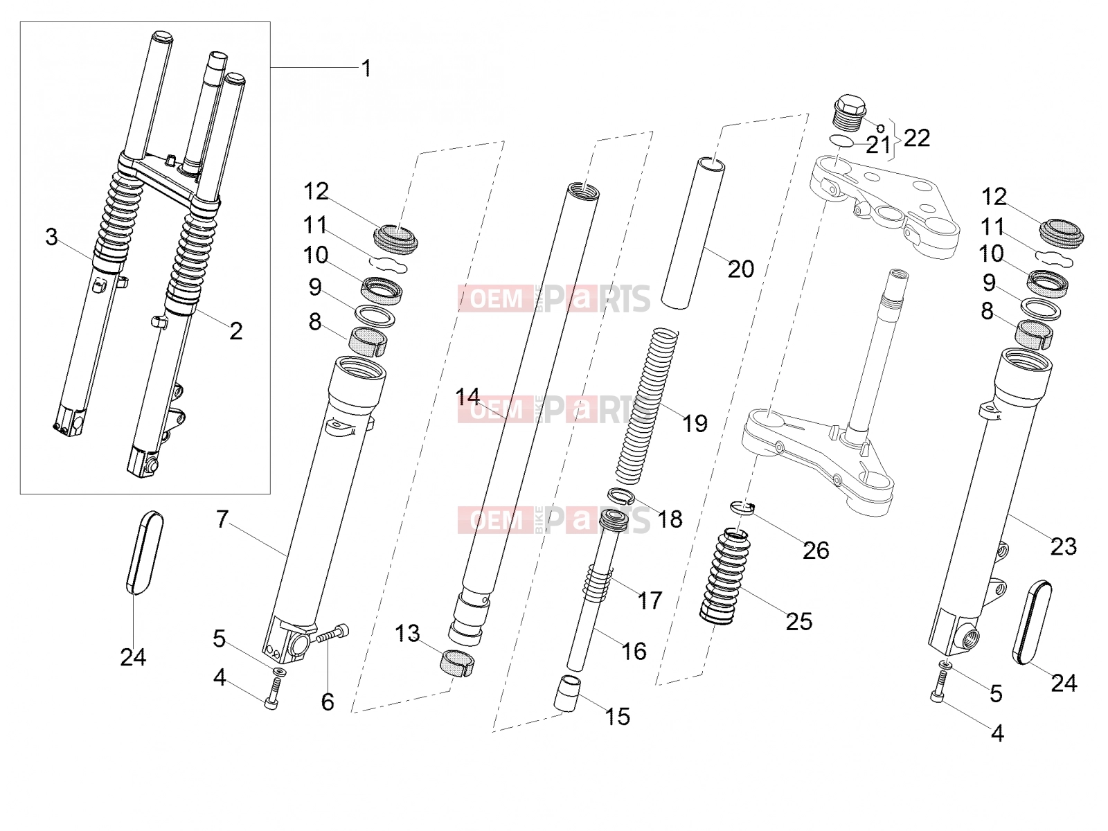 MOTOGUZZI V7 Stone 850 (EU, GSO) Suspensions » Front fork Kaifa