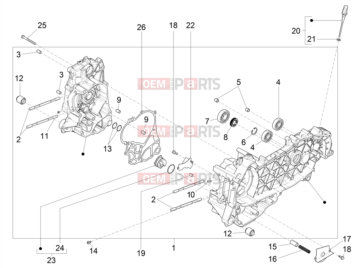 Engine » CRANKCASE - Piaggio Beverly 300 Deep Black E5 MY23 (EU) 2023