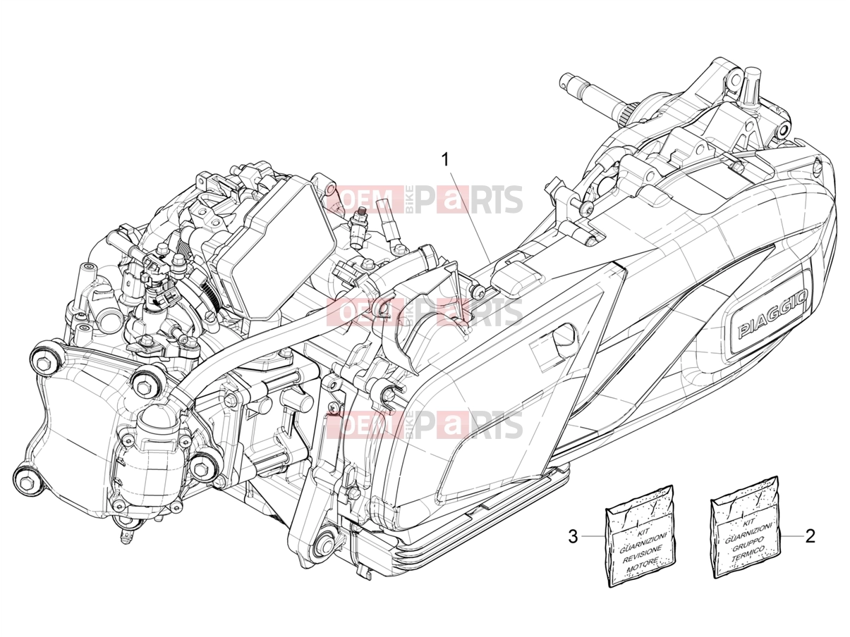 Engine » Engine assembly - Piaggio Beverly 300 Deep Black E5 MY23 (EU) 2023