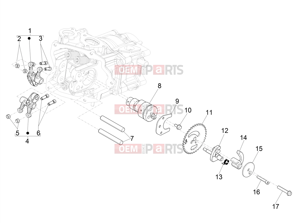 Engine » Rocking levers support unit - Piaggio Beverly 300 Deep Black E5 MY23 (EU) 2023