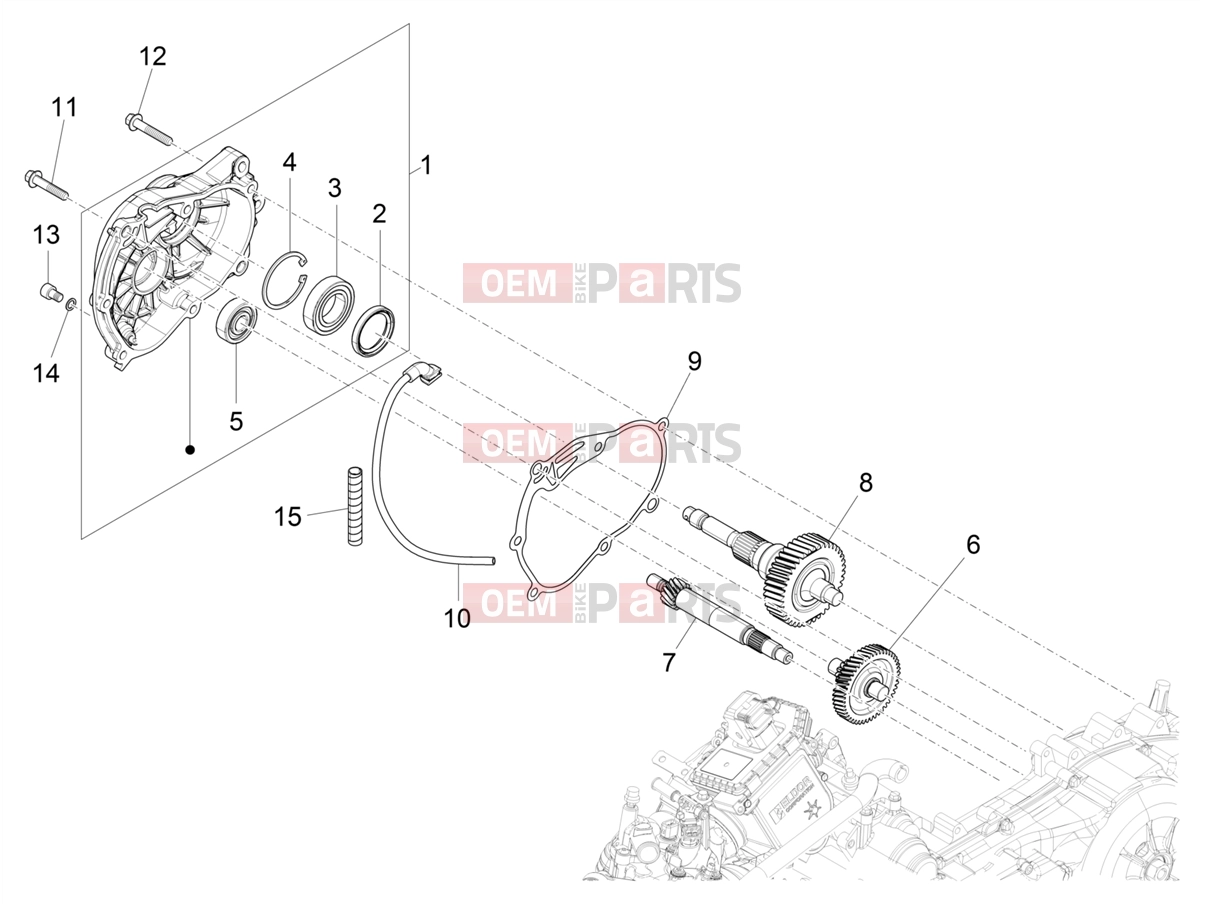 Engine » Reduction unit - Piaggio Beverly 300 Deep Black E5 MY23 (EU) 2024
