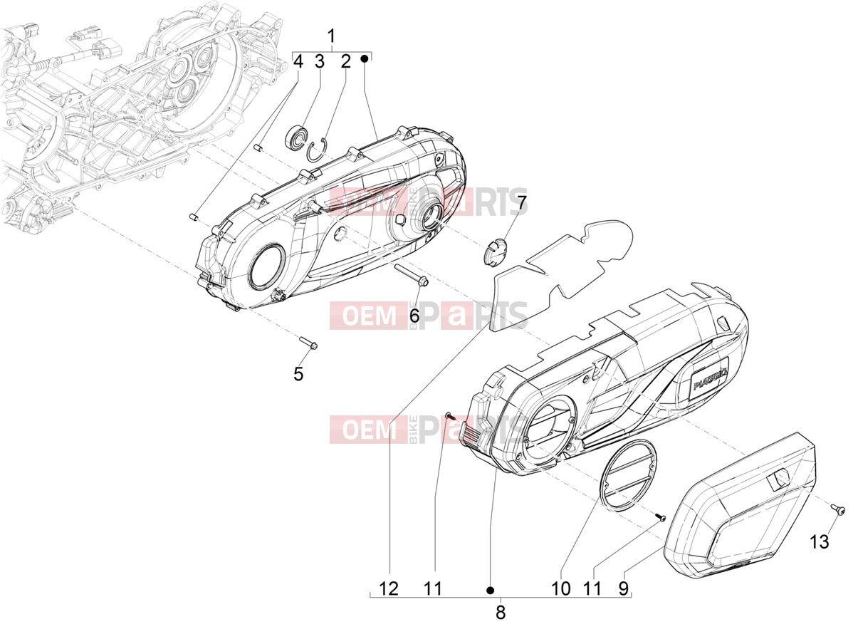 Engine » Crankcase cover - Crankcase cooling - Piaggio Beverly 400 Deep Black E5 (EU) 2023
