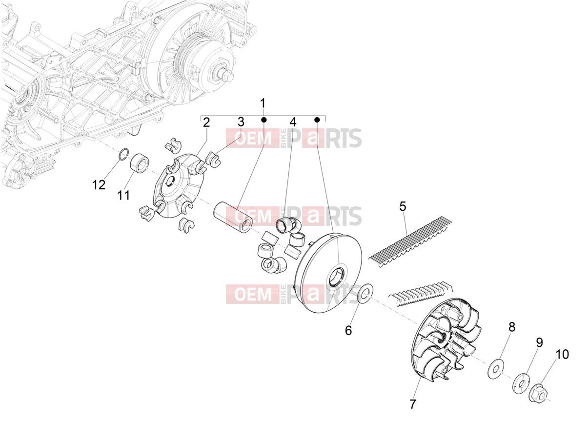 Engine » Driving pulley - Piaggio Beverly 400 Deep Black E5 (EU) 2024