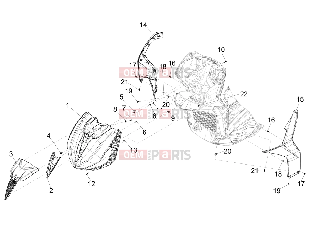 Frame - Plastic parts - Coachwork » Front shield - Piaggio Beverly 400 Deep Black E5 (EU) 2024