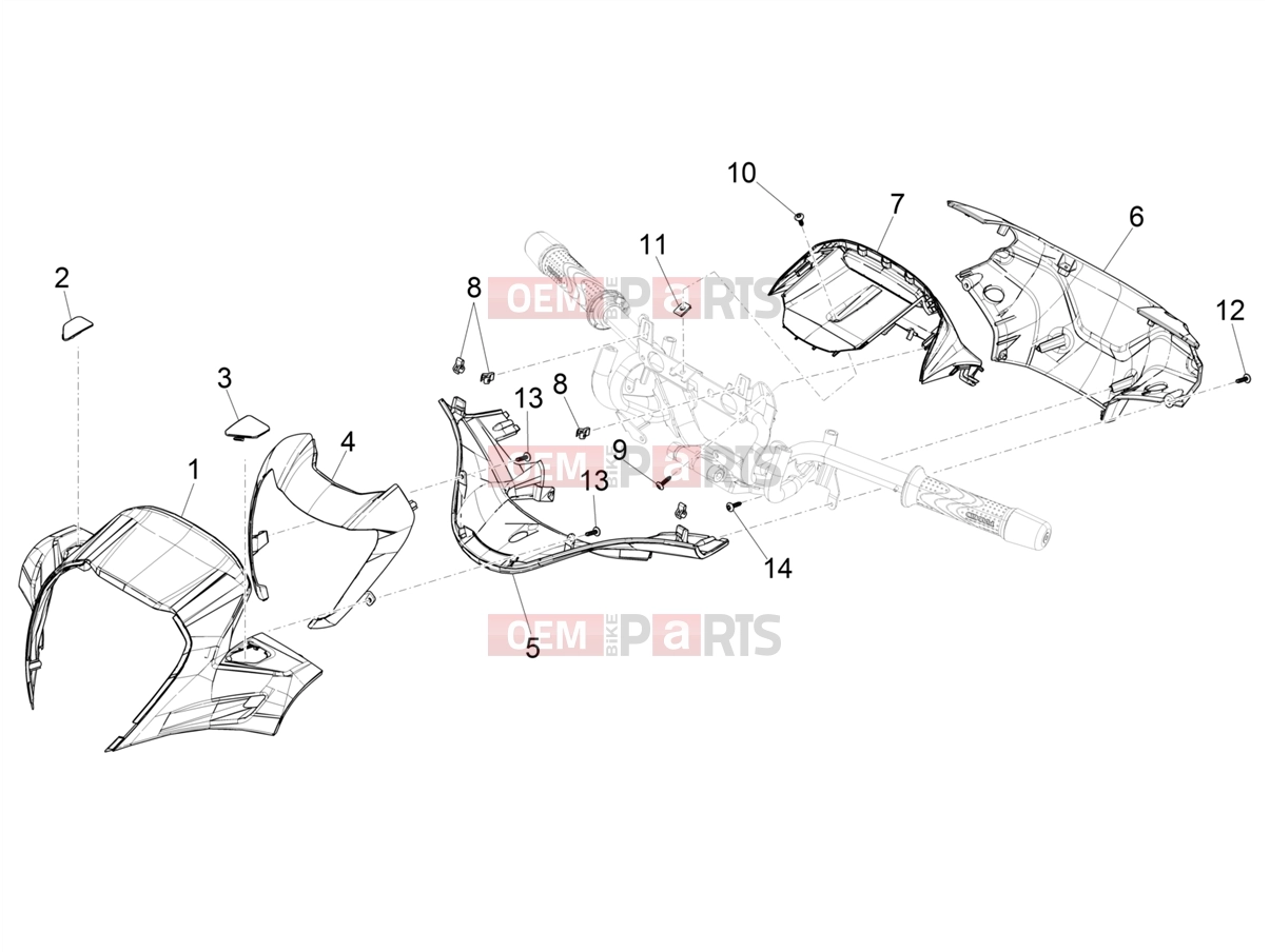Handlebars/Steering » Handlebars coverages - Piaggio Beverly 400 Deep Black E5 (EU) 2024