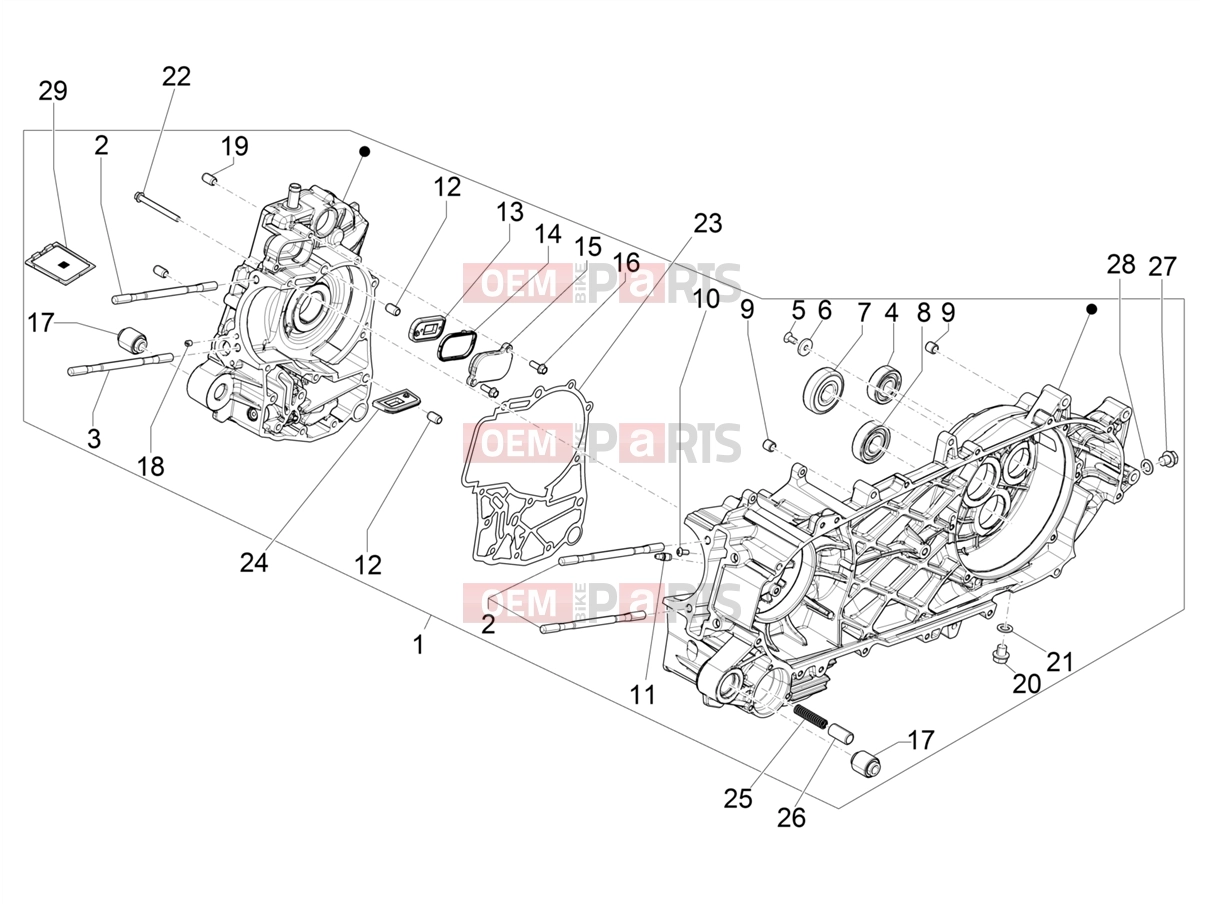 PIAGGIO BV 400 Deep Black E5 (CA, USA) Engine » CRANKCASE