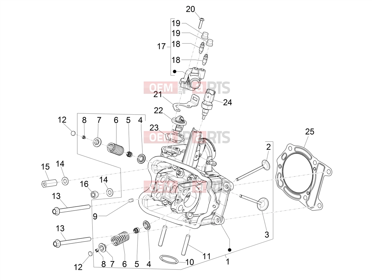 Engine » Head unit - Valve - Piaggio BV 400 Deep Black E5 (CA, USA) 2024