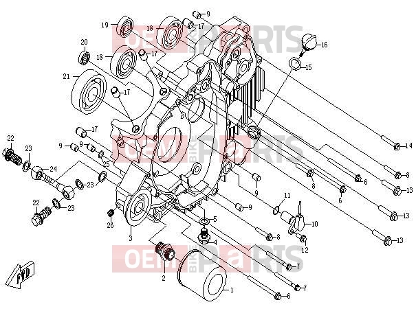 CFMOTO 2013 UTV UFORCE 600 (CF600-5) LEFT CRANKCASE - E02
