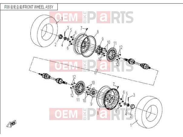 CFMOTO 2014 UTV UFORCE 600 (CF600-5) FRONT WHEEL