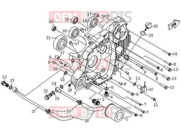 LEFT CRANKCASE - E02 - CFMOTO ZFORCE 600 (CF625-3) 2013