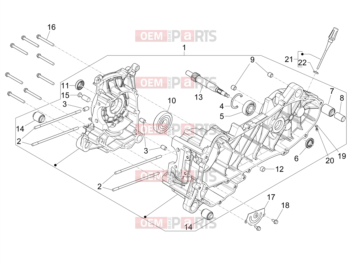 Engine » CRANKCASE - Piaggio Typhoon 50 4T E2 (CA, US) 2023