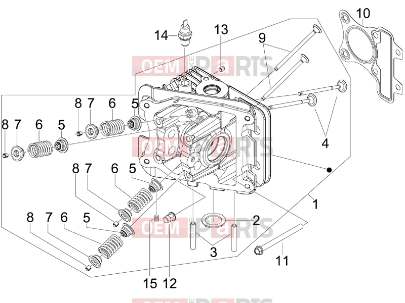 Engine » Head unit - Valve - Piaggio Typhoon 50 4T E2 (CA, US) 2023