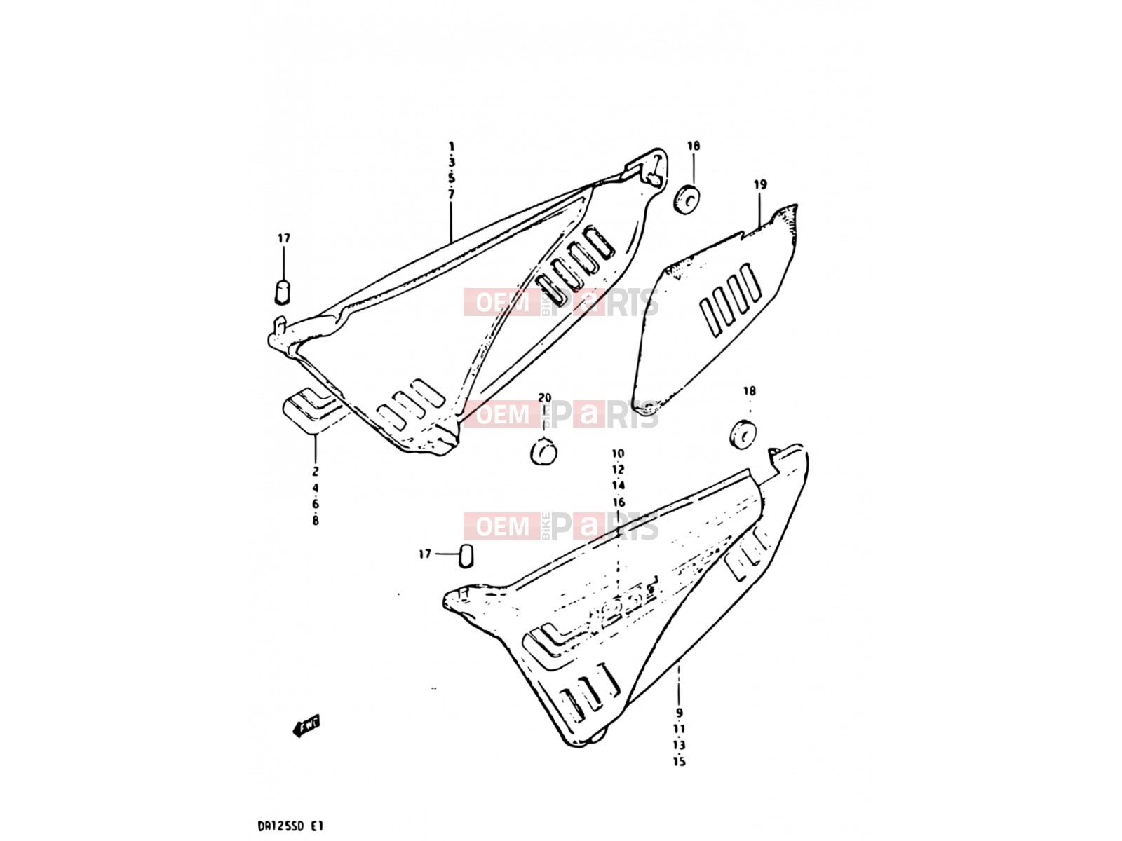 SUZUKI DR125S Z (1982) 46 - FRAME COVER (MODEL Z:E02, E04, E15, E17, E18, E21, E25, E26)