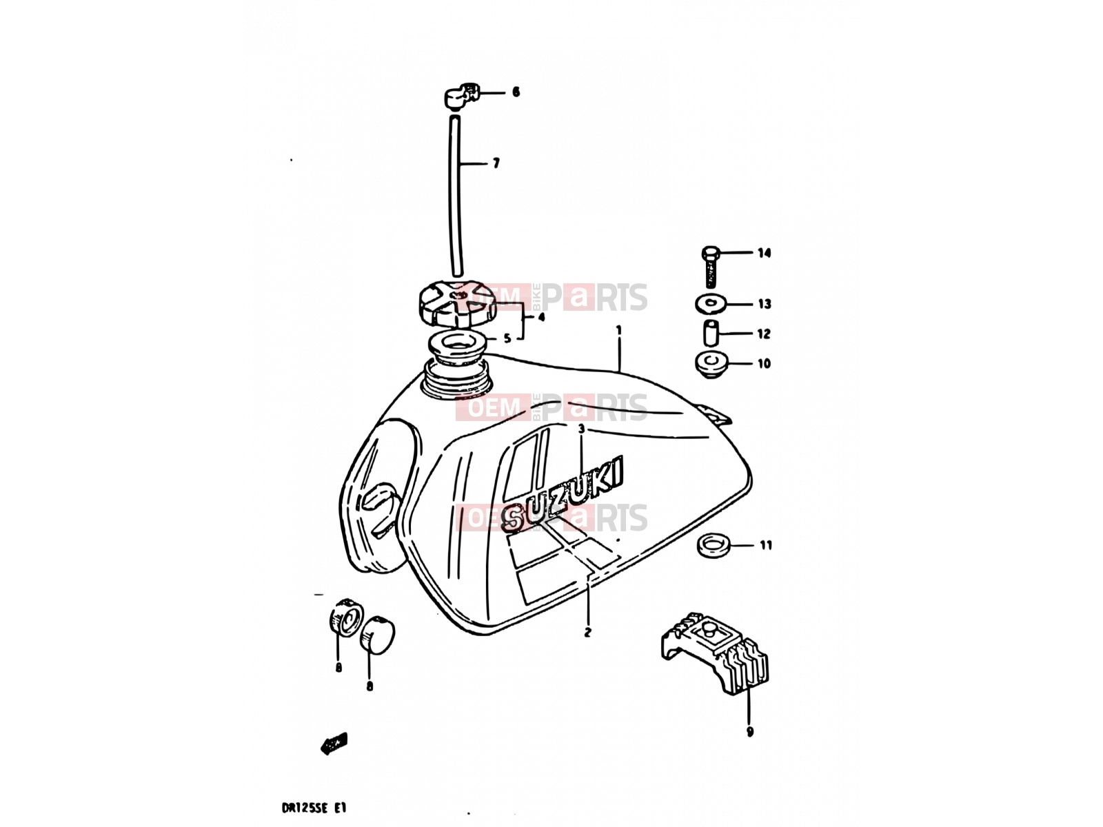SUZUKI DR125S E (1984) 34 - FUEL TANK (E02, E04, E15, E18, E21)