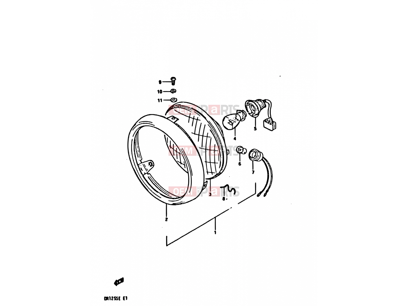 SUZUKI DR125S E (1984) 22 - HEADLAMP (E01, E02, E06, E24)