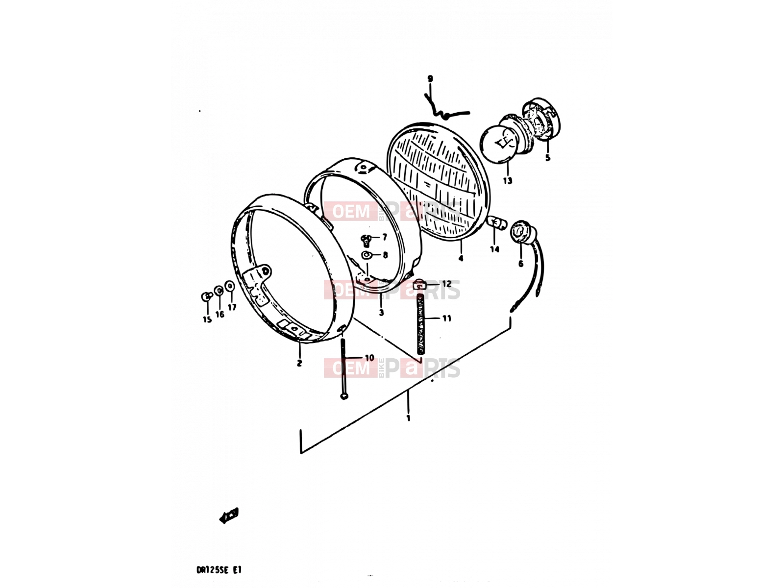 SUZUKI DR125S E (1984) 23 - HEADLAMP (E04, E15, E18, E21)