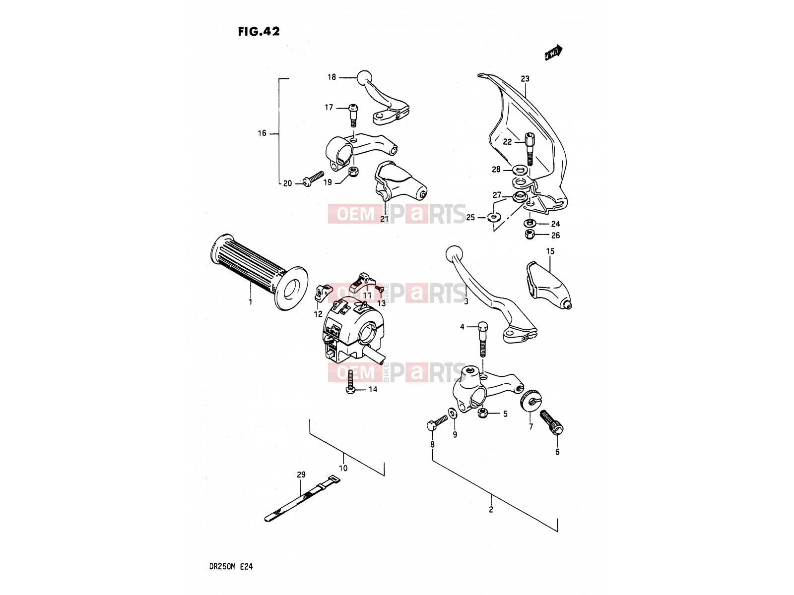 42 - LIGHT HANDLE SWITCH (E06,E21,E24) - Suzuki DR200 J (1988)