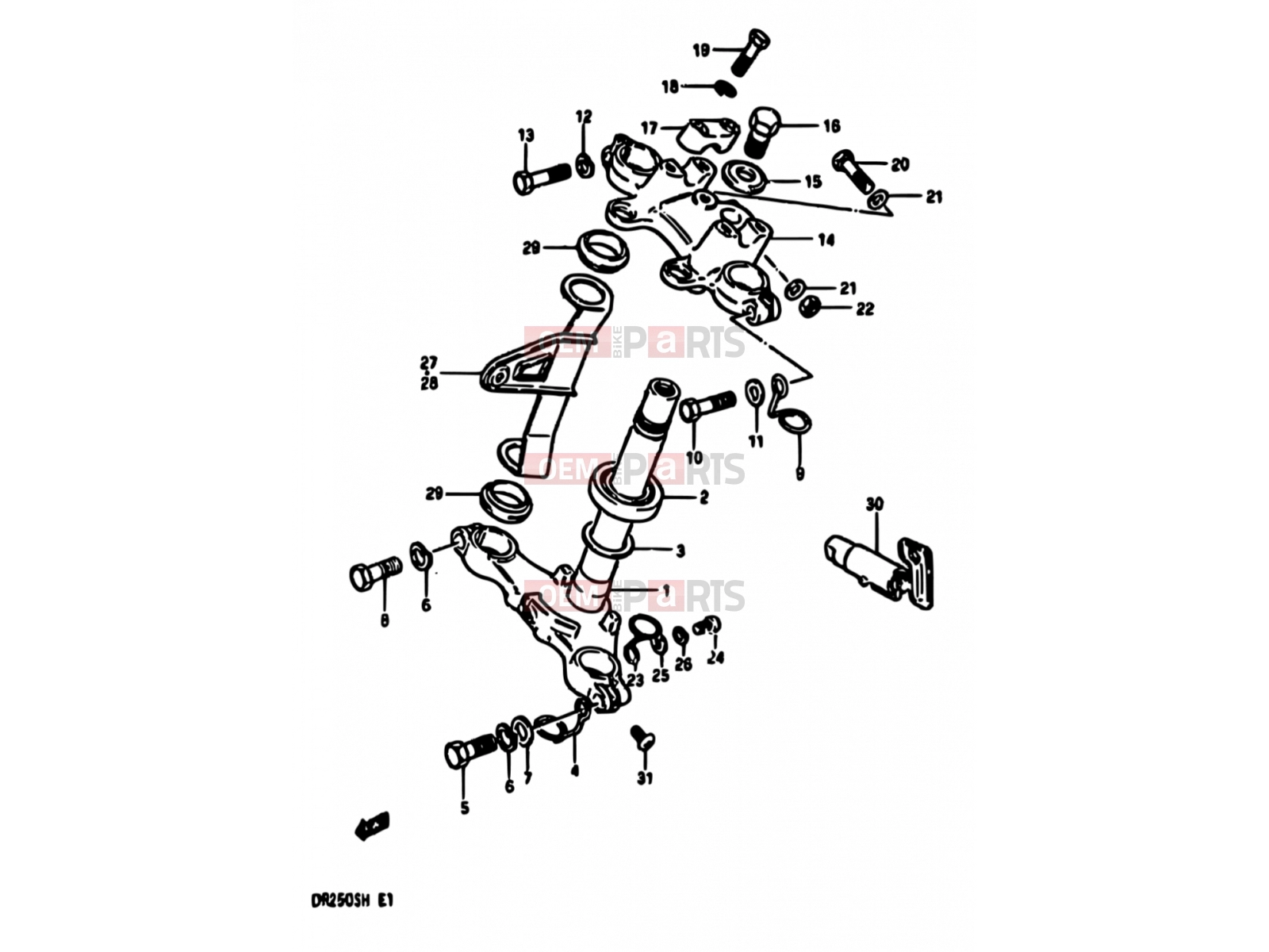 47 - STEERING STEM (MODEL E) - Suzuki DR250S E (1984)