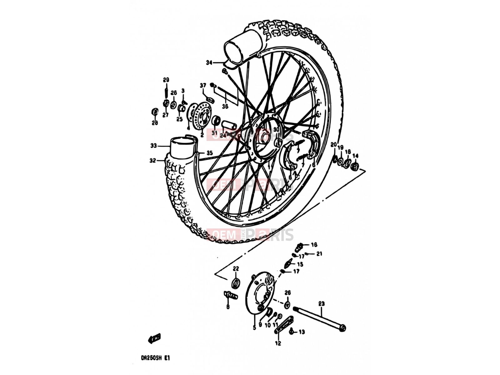 51 - FRONT WHEEL (MODEL E) - Suzuki DR250S E (1984)